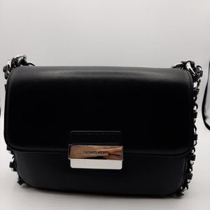 Michael Kors Piper 30S7SP1F3L Large Shoulder Flap Leather Bag - Black
